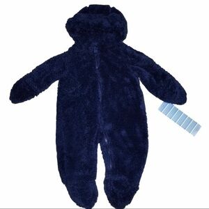 Wippette Baby Sherpa Hooded Pram Snowsuit - Navy